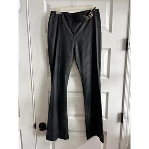 Women's Black Pinstripe Wide-Leg Dress Pants